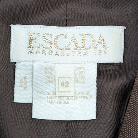 Escada Italy Women's 100% Wool Brown Three Button Blazer Size EU 42 US S - Picture 7 of 9